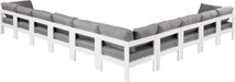 Meridian Furniture - Nizuc 180" Water Resistant Fabric Upholstered Outdoor Patio 10 Piece Modular Sectional - 375Grey-Sec10A - GreatFurnitureDeal