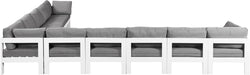 Meridian Furniture - Nizuc 180" Water Resistant Fabric Upholstered Outdoor Patio 10 Piece Modular Sectional - 375Grey-Sec10A - GreatFurnitureDeal