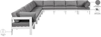 Meridian Furniture - Nizuc 180" Water Resistant Fabric Upholstered Outdoor Patio 10 Piece Modular Sectional - 375Grey-Sec10A - GreatFurnitureDeal