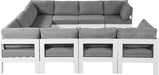 Meridian Furniture - Nizuc 120" Water Resistant Fabric Upholstered Outdoor Patio 10 Piece Modular Sectional - 375Grey-Sec10B - GreatFurnitureDeal