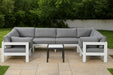 Meridian Furniture - Nizuc 120" Water Resistant Fabric Upholstered Outdoor Patio 8 Piece Modular Sectional - 375Grey-Sec8B - GreatFurnitureDeal
