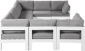 Meridian Furniture - Nizuc 120" Water Resistant Fabric Upholstered Outdoor Patio 8 Piece Modular Sectional - 375Grey-Sec8B - GreatFurnitureDeal