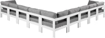 Meridian Furniture - Nizuc 150" Water Resistant Fabric Upholstered Outdoor Patio 9 Piece Modular Sectional - 375Grey-Sec9B - GreatFurnitureDeal