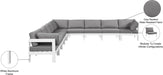Meridian Furniture - Nizuc 150" Water Resistant Fabric Upholstered Outdoor Patio 9 Piece Modular Sectional - 375Grey-Sec9B - GreatFurnitureDeal