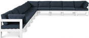 Meridian Furniture - Nizuc 180" Water Resistant Fabric Upholstered Outdoor Patio 10 Piece Modular Sectional - 375Navy-Sec10A - GreatFurnitureDeal