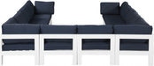 Meridian Furniture - Nizuc 120" Water Resistant Fabric Upholstered Outdoor Patio 10 Piece Modular Sectional - 375Navy-Sec10B - GreatFurnitureDeal