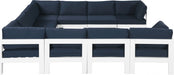 Meridian Furniture - Nizuc 120" Water Resistant Fabric Upholstered Outdoor Patio 10 Piece Modular Sectional - 375Navy-Sec10B - GreatFurnitureDeal