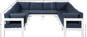 Meridian Furniture - Nizuc 120" Water Resistant Fabric Upholstered Outdoor Patio 10 Piece Modular Sectional - 375Navy-Sec10B - GreatFurnitureDeal