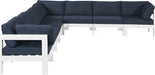 Meridian Furniture - Nizuc 150" Water Resistant Fabric Upholstered Outdoor Patio 8 Piece Modular Sectional - 375Navy-Sec8A - GreatFurnitureDeal