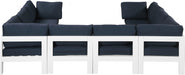 Meridian Furniture - Nizuc 120" Water Resistant Fabric Upholstered Outdoor Patio 8 Piece Modular Sectional - 375Navy-Sec8B - GreatFurnitureDeal