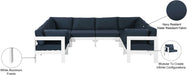Meridian Furniture - Nizuc 120" Water Resistant Fabric Upholstered Outdoor Patio 8 Piece Modular Sectional - 375Navy-Sec8B - GreatFurnitureDeal