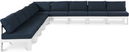 Meridian Furniture - Nizuc 150" Water Resistant Fabric Upholstered Outdoor Patio 9 Piece Modular Sectional - 375Navy-Sec9A - GreatFurnitureDeal