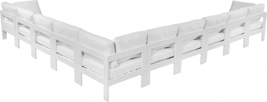 Meridian Furniture - Nizuc 180" Water Resistant Fabric Upholstered Outdoor Patio 10 Piece Modular Sectional - 375White-Sec10A - GreatFurnitureDeal