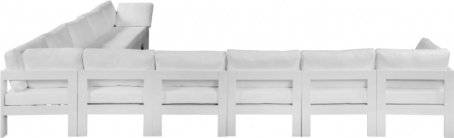 Meridian Furniture - Nizuc 180" Water Resistant Fabric Upholstered Outdoor Patio 10 Piece Modular Sectional - 375White-Sec10A - GreatFurnitureDeal