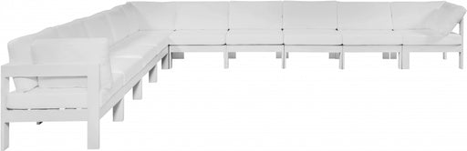 Meridian Furniture - Nizuc 180" Water Resistant Fabric Upholstered Outdoor Patio 10 Piece Modular Sectional - 375White-Sec10A - GreatFurnitureDeal