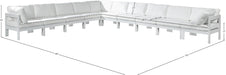 Meridian Furniture - Nizuc 180" Water Resistant Fabric Upholstered Outdoor Patio 10 Piece Modular Sectional - 375White-Sec10A - GreatFurnitureDeal