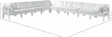 Meridian Furniture - Nizuc 180" Water Resistant Fabric Upholstered Outdoor Patio 10 Piece Modular Sectional - 375White-Sec10A - GreatFurnitureDeal