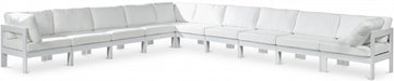 Meridian Furniture - Nizuc 180" Water Resistant Fabric Upholstered Outdoor Patio 10 Piece Modular Sectional - 375White-Sec10A - GreatFurnitureDeal