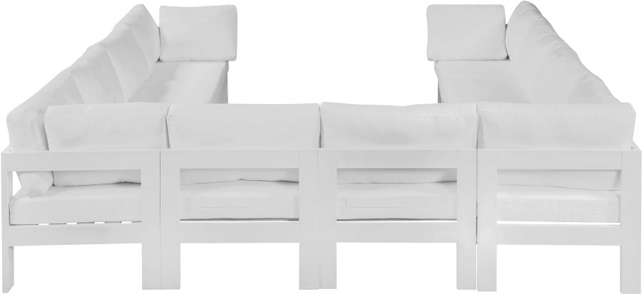 Meridian Furniture - Nizuc 120" Water Resistant Fabric Upholstered Outdoor Patio 10 Piece Modular Sectional - 375White-Sec10B - GreatFurnitureDeal