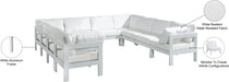 Meridian Furniture - Nizuc 120" Water Resistant Fabric Upholstered Outdoor Patio 10 Piece Modular Sectional - 375White-Sec10B - GreatFurnitureDeal