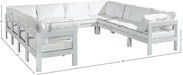 Meridian Furniture - Nizuc 120" Water Resistant Fabric Upholstered Outdoor Patio 10 Piece Modular Sectional - 375White-Sec10B - GreatFurnitureDeal