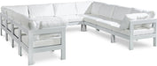 Meridian Furniture - Nizuc 120" Water Resistant Fabric Upholstered Outdoor Patio 10 Piece Modular Sectional - 375White-Sec10B - GreatFurnitureDeal