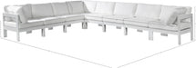 Meridian Furniture - Nizuc 150" Water Resistant Fabric Upholstered Outdoor Patio 8 Piece Modular Sectional - 375White-Sec8A - GreatFurnitureDeal