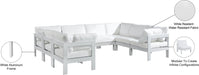 Meridian Furniture - Nizuc 120" Water Resistant Fabric Upholstered Outdoor Patio 8 Piece Modular Sectional - 375White-Sec8B - GreatFurnitureDeal