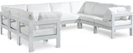Meridian Furniture - Nizuc 120" Water Resistant Fabric Upholstered Outdoor Patio 8 Piece Modular Sectional - 375White-Sec8B - GreatFurnitureDeal