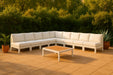 Meridian Furniture - Nizuc 150" Water Resistant Fabric Upholstered Outdoor Patio 9 Piece Modular Sectional - 375White-Sec9A - GreatFurnitureDeal