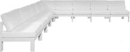 Meridian Furniture - Nizuc 150" Water Resistant Fabric Upholstered Outdoor Patio 9 Piece Modular Sectional - 375White-Sec9A - GreatFurnitureDeal