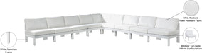 Meridian Furniture - Nizuc 150" Water Resistant Fabric Upholstered Outdoor Patio 9 Piece Modular Sectional - 375White-Sec9A - GreatFurnitureDeal