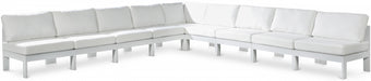 Meridian Furniture - Nizuc 150" Water Resistant Fabric Upholstered Outdoor Patio 9 Piece Modular Sectional - 375White-Sec9A - GreatFurnitureDeal