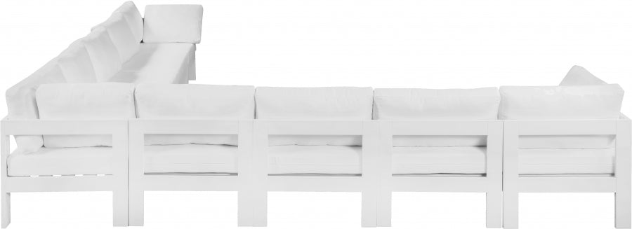 Meridian Furniture - Nizuc 150" Water Resistant Fabric Upholstered Outdoor Patio 9 Piece Modular Sectional - 375White-Sec9B - GreatFurnitureDeal