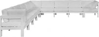Meridian Furniture - Nizuc 150" Water Resistant Fabric Upholstered Outdoor Patio 9 Piece Modular Sectional - 375White-Sec9B - GreatFurnitureDeal