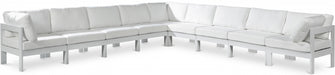 Meridian Furniture - Nizuc 150" Water Resistant Fabric Upholstered Outdoor Patio 9 Piece Modular Sectional - 375White-Sec9B - GreatFurnitureDeal