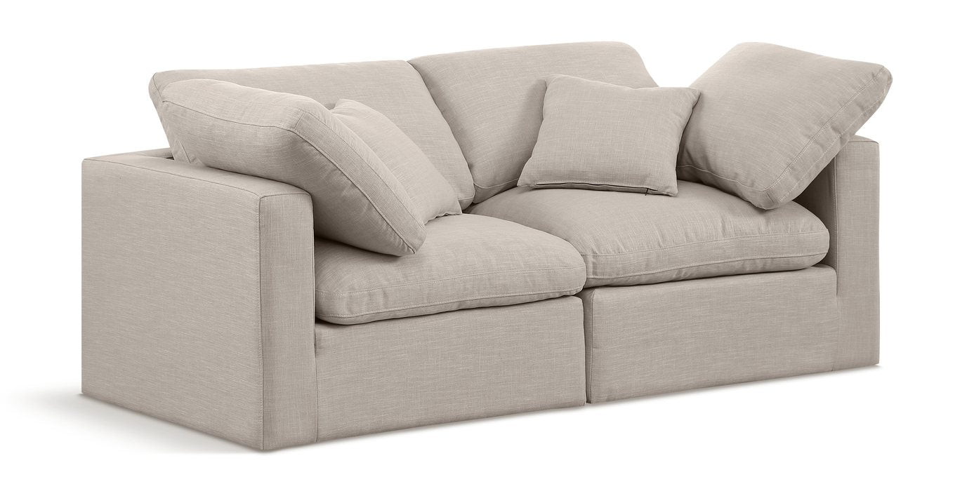 Meridian Furniture - Indulge 70" Beige Linen Textured Fabric Upholstered 2pc. Loveseat - 141Beige-S70 - GreatFurnitureDeal