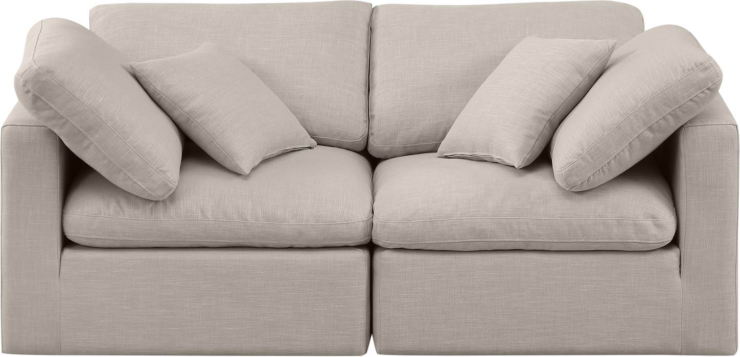 Meridian Furniture - Indulge 70" Beige Linen Textured Fabric Upholstered 2pc. Loveseat - 141Beige-S70 - GreatFurnitureDeal