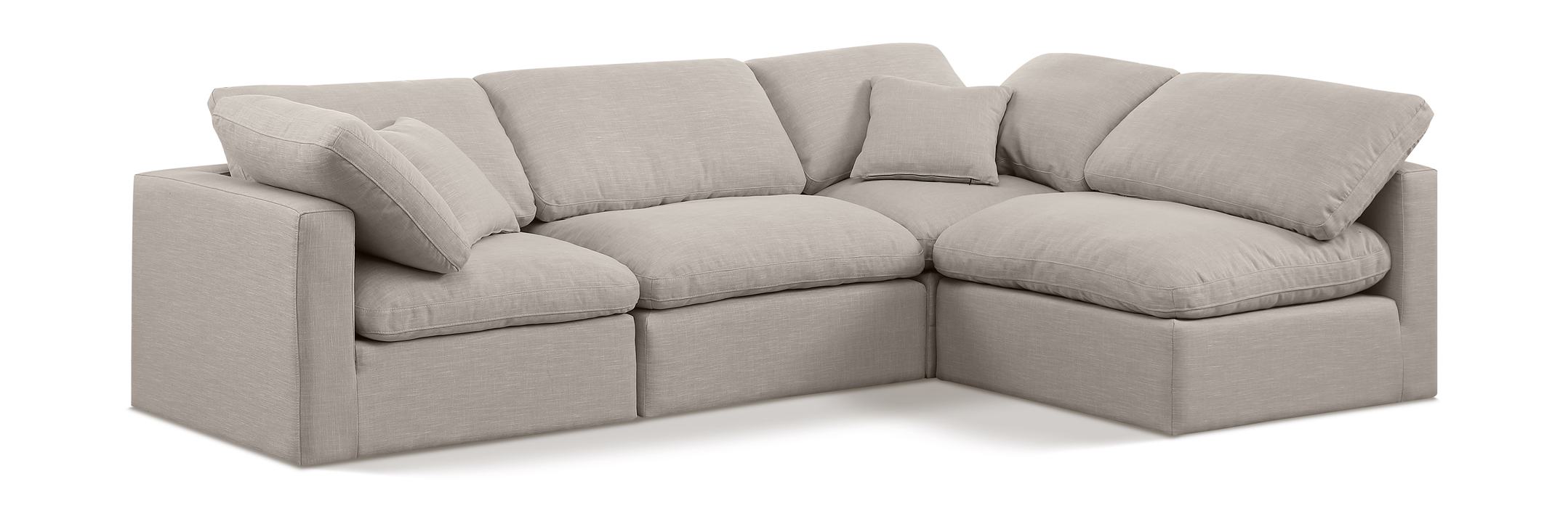 Meridian Furniture - Indulge 105" Beige Linen Textured Fabric Upholstered 4pc. Sectional - 141Beige-Sec4B - GreatFurnitureDeal