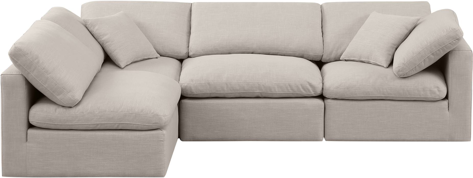 Meridian Furniture - Indulge 105" Beige Linen Textured Fabric Upholstered 4pc. Sectional - 141Beige-Sec4B - GreatFurnitureDeal