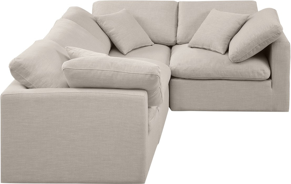 Meridian Furniture - Indulge 105" Beige Linen Textured Fabric Upholstered 4pc. Sectional - 141Beige-Sec4C - GreatFurnitureDeal