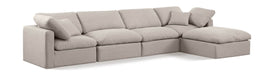 Meridian Furniture - Indulge 140" Beige Linen Textured Fabric Upholstered 5pc. Sectional - 141Beige-Sec5A - GreatFurnitureDeal