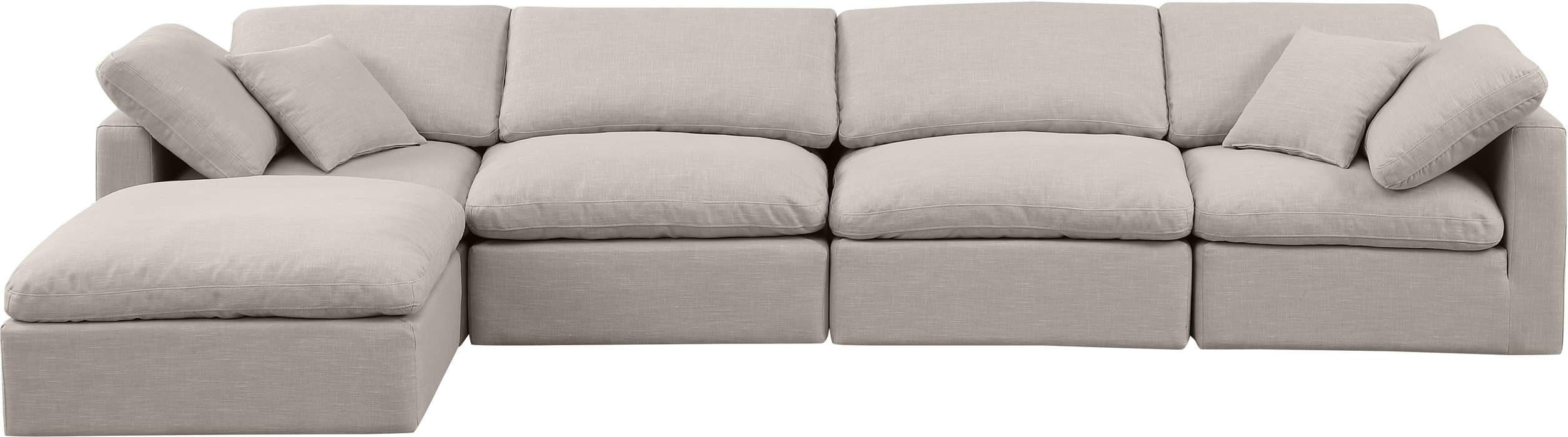 Meridian Furniture - Indulge 140" Beige Linen Textured Fabric Upholstered 5pc. Sectional - 141Beige-Sec5A - GreatFurnitureDeal