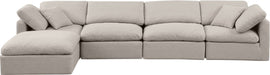 Meridian Furniture - Indulge 140" Beige Linen Textured Fabric Upholstered 5pc. Sectional - 141Beige-Sec5A - GreatFurnitureDeal
