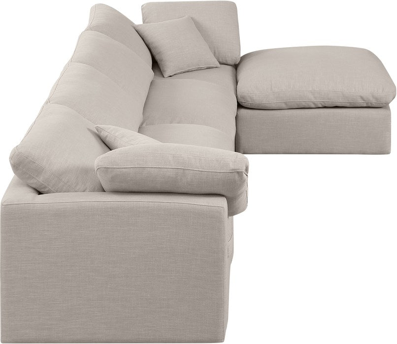 Meridian Furniture - Indulge 140" Beige Linen Textured Fabric Upholstered 5pc. Sectional - 141Beige-Sec5A - GreatFurnitureDeal