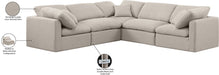 Meridian Furniture - Indulge 105" Beige Linen Textured Fabric Upholstered 5pc. Sectional - 141Beige-Sec5C - GreatFurnitureDeal