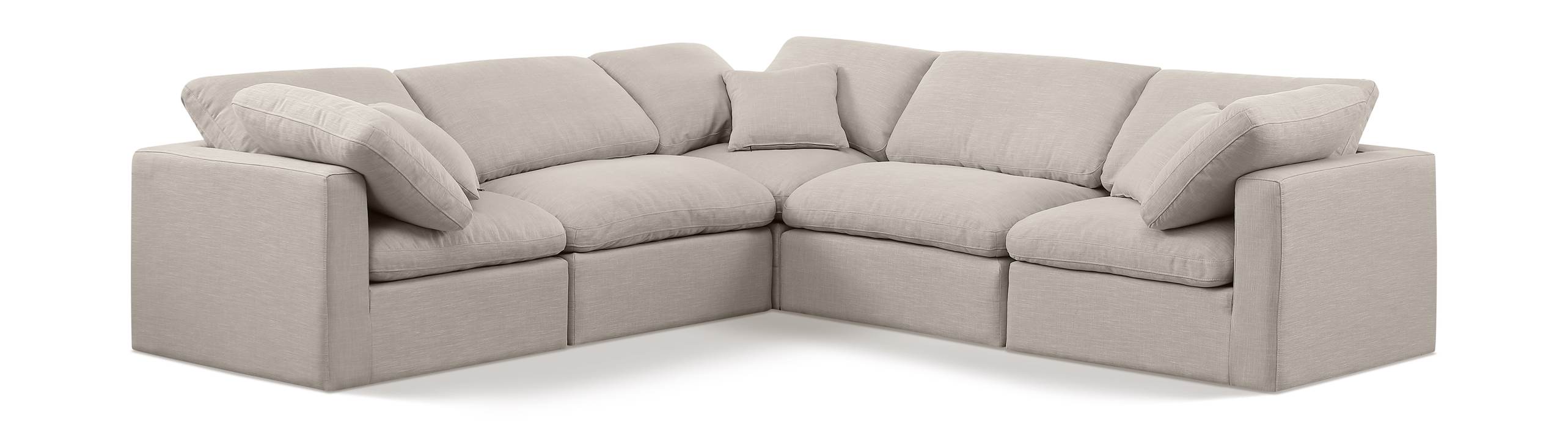 Meridian Furniture - Indulge 105" Beige Linen Textured Fabric Upholstered 5pc. Sectional - 141Beige-Sec5C - GreatFurnitureDeal