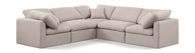 Meridian Furniture - Indulge 105" Beige Linen Textured Fabric Upholstered 5pc. Sectional - 141Beige-Sec5C - GreatFurnitureDeal