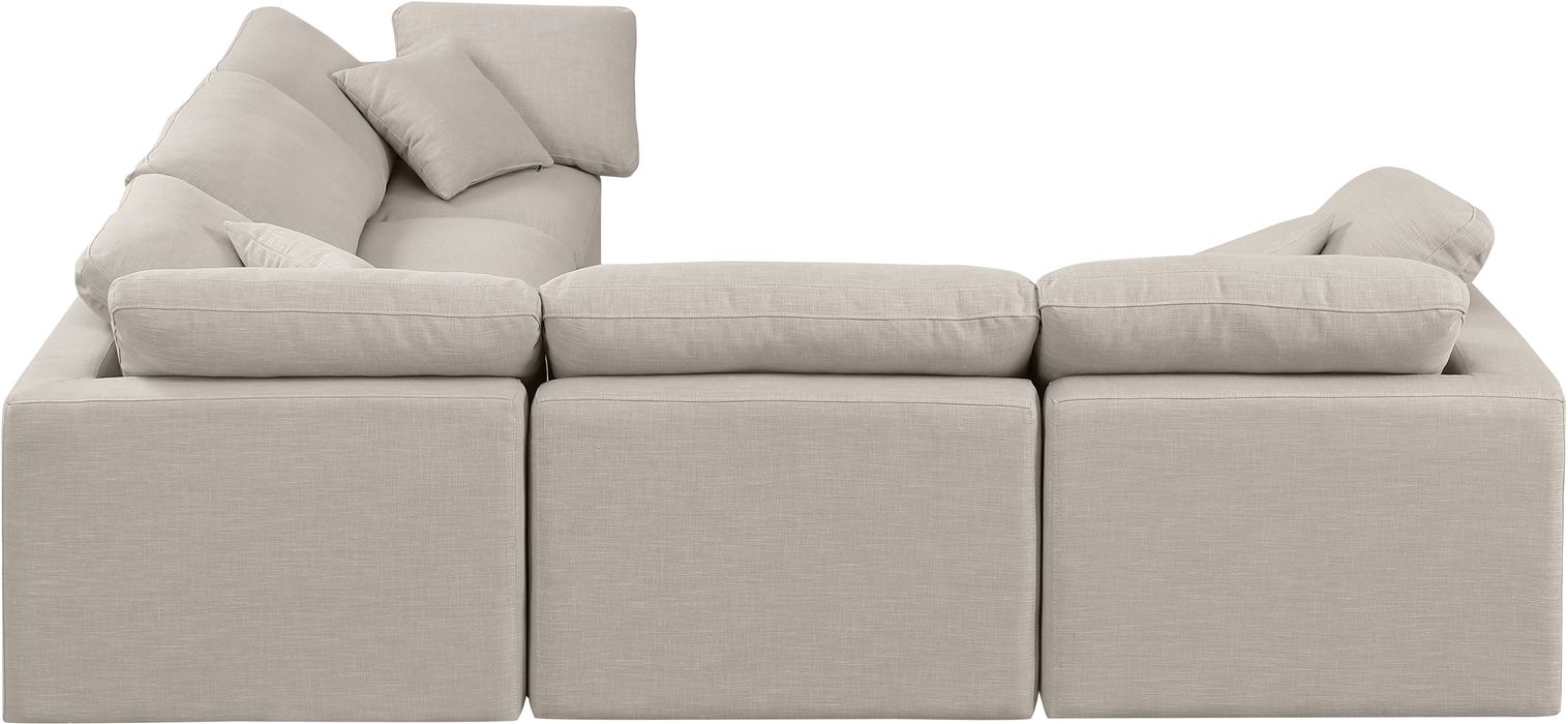 Meridian Furniture - Indulge 105" Beige Linen Textured Fabric Upholstered 5pc. Sectional - 141Beige-Sec5C - GreatFurnitureDeal