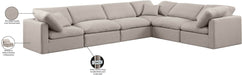 Meridian Furniture - Indulge 140" Beige Linen Textured Fabric Upholstered 6pc. Sectional - 141Beige-Sec6A - GreatFurnitureDeal